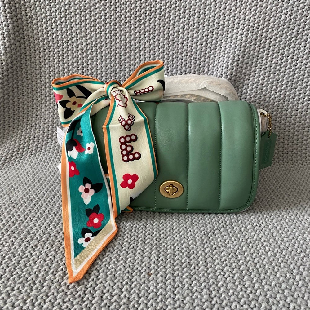 Coach Quilted Dinky 18 in Washed Green NWT - Picture 14 of 16